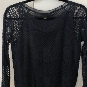 Ann Taylor navy lace sweater / blouse
